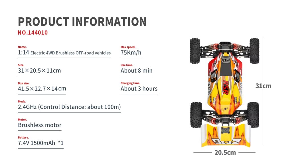 Fastest RC Cars for Racing: WL toys 144010 V8 Brushless – Unleash 75 km/h of Power in 2025 5 Product specification - WL Toys - 144010 V8